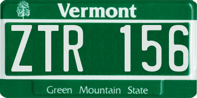 VT license plate ZTR156
