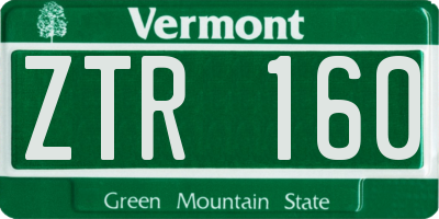 VT license plate ZTR160