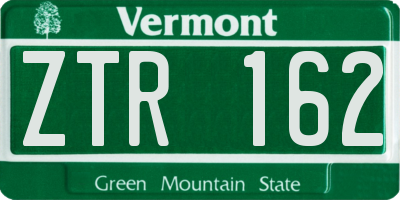VT license plate ZTR162