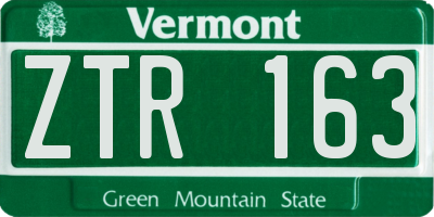 VT license plate ZTR163