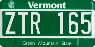 VT license plate ZTR165