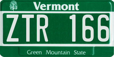 VT license plate ZTR166