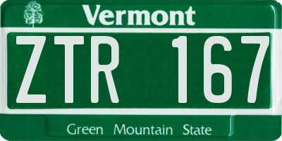 VT license plate ZTR167