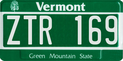 VT license plate ZTR169