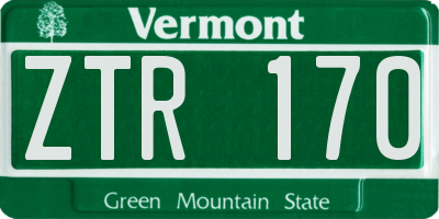 VT license plate ZTR170
