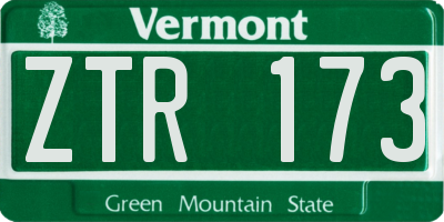VT license plate ZTR173
