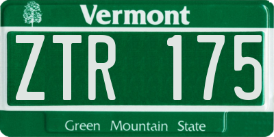 VT license plate ZTR175