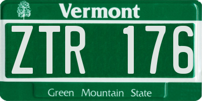 VT license plate ZTR176