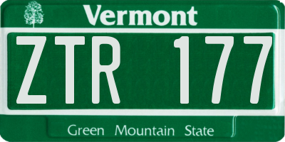 VT license plate ZTR177