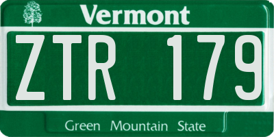 VT license plate ZTR179