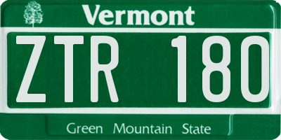 VT license plate ZTR180