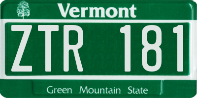 VT license plate ZTR181