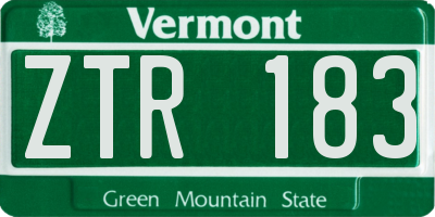 VT license plate ZTR183