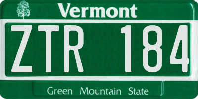 VT license plate ZTR184