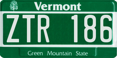 VT license plate ZTR186