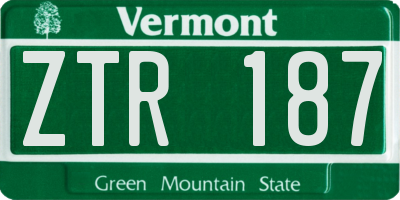 VT license plate ZTR187
