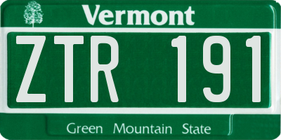 VT license plate ZTR191