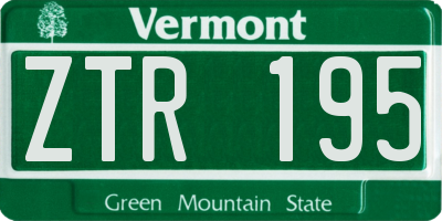 VT license plate ZTR195