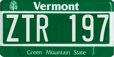 VT license plate ZTR197