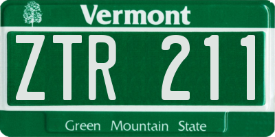 VT license plate ZTR211