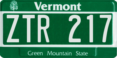 VT license plate ZTR217