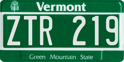 VT license plate ZTR219