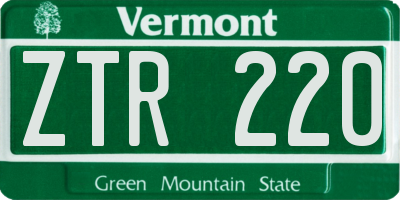 VT license plate ZTR220