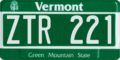 VT license plate ZTR221
