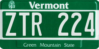VT license plate ZTR224