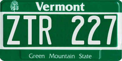 VT license plate ZTR227