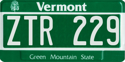 VT license plate ZTR229