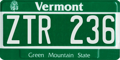 VT license plate ZTR236