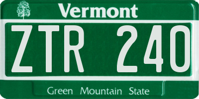 VT license plate ZTR240