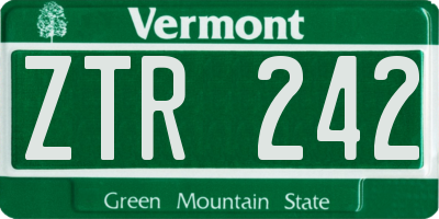 VT license plate ZTR242