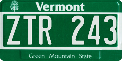 VT license plate ZTR243
