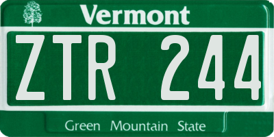VT license plate ZTR244
