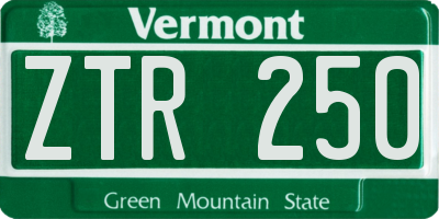 VT license plate ZTR250