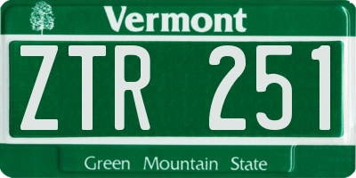 VT license plate ZTR251