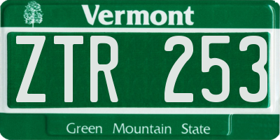 VT license plate ZTR253