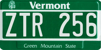 VT license plate ZTR256