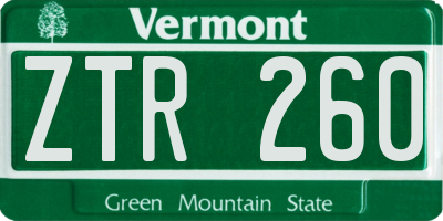 VT license plate ZTR260