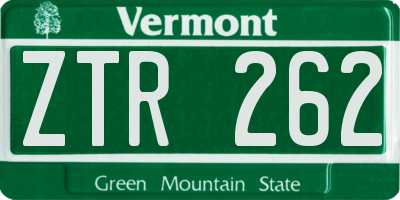 VT license plate ZTR262