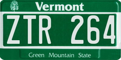 VT license plate ZTR264
