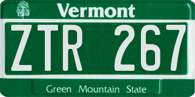 VT license plate ZTR267