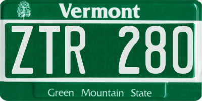VT license plate ZTR280