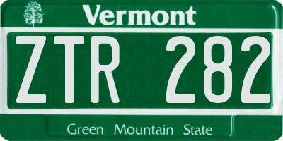 VT license plate ZTR282