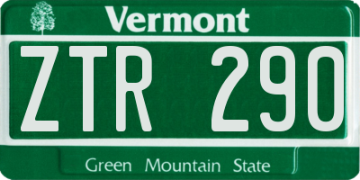 VT license plate ZTR290