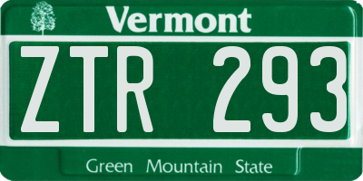 VT license plate ZTR293