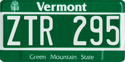 VT license plate ZTR295
