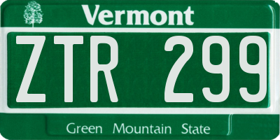 VT license plate ZTR299